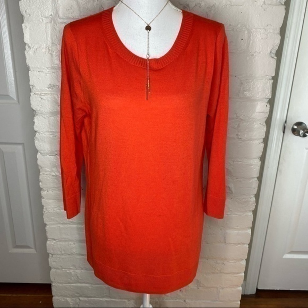 J Crew 100% Merino Wool Orange Sweater Size S